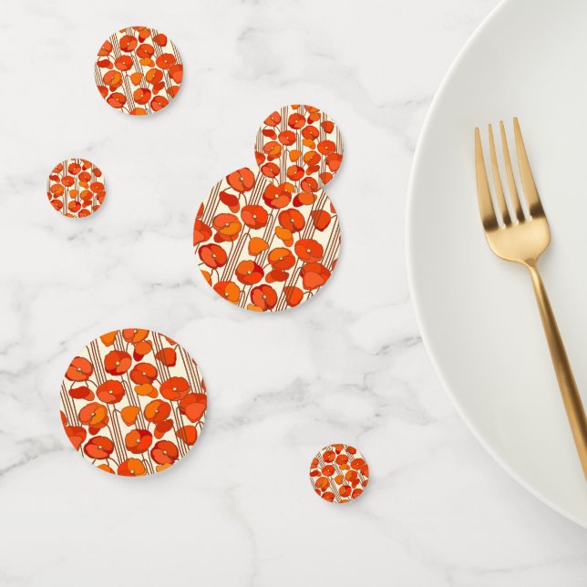 Art Nouveau Poppies Table Confetti (Group)