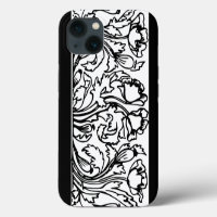 Art nouveau poppy floral black white elegant