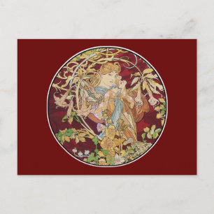 Art Nouveau Postcard: Mucha - Woman with Daisy Postcard