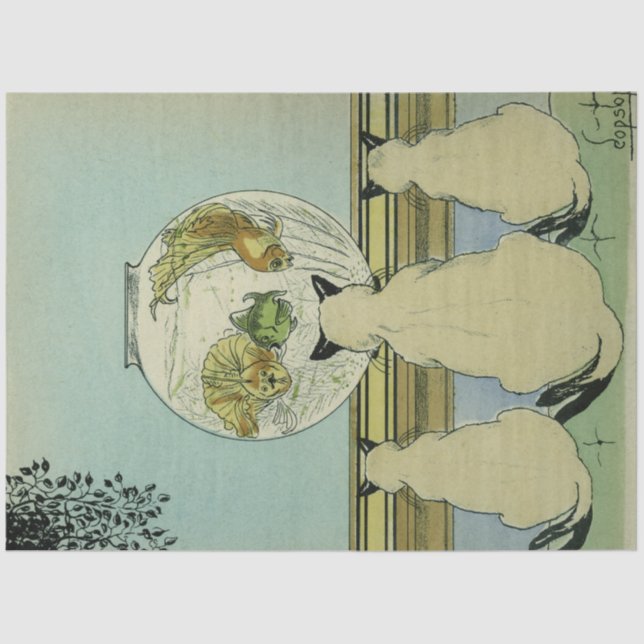 Art Nouveau Poster Cats Decoupage Tissue Paper (Front)