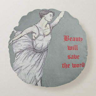 Art Nouveau Poster Round Pillow