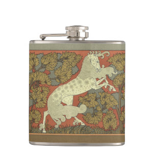 Art Nouveau Prancing Horse Hip Flask