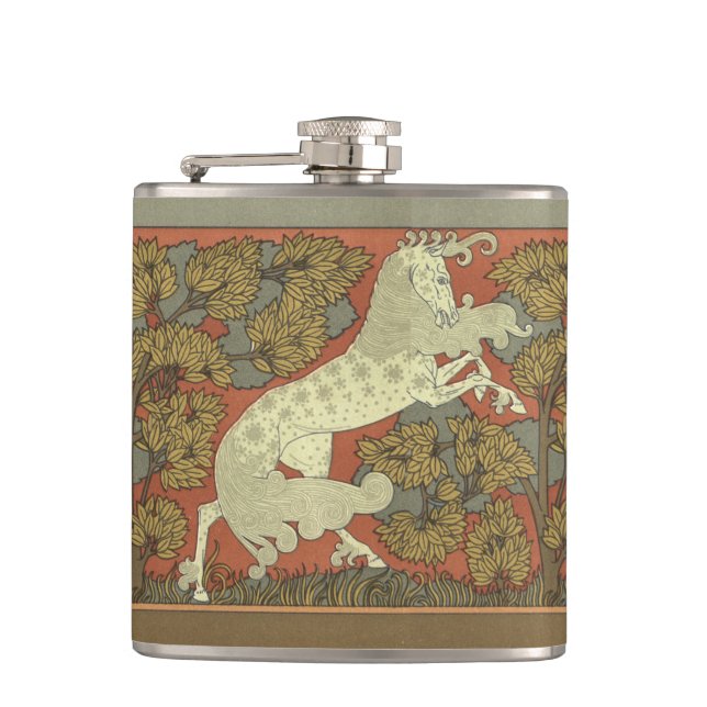 Art Nouveau Prancing Horse Hip Flask (Front)