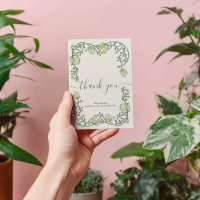 Art Nouveau pretty cream wedding thank you card