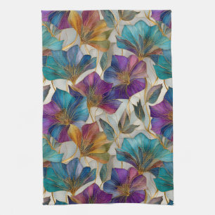 Art Nouveau purple clematis  Kitchen Towel