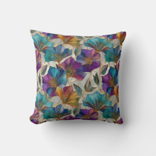 Art Nouveau purple clematis Throw Pillow