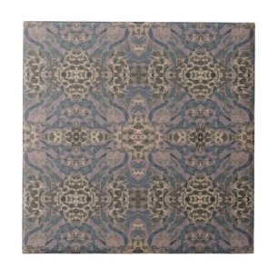 Art Nouveau Purple Mauve Brown Mirror Art Pattern Tile