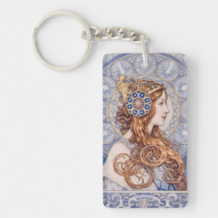Art Nouveau Queen Portrait Keychain