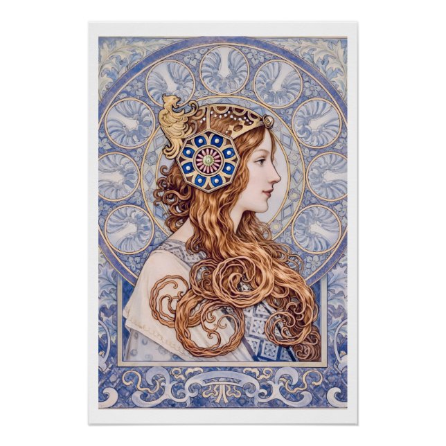 Art Nouveau Queen Portrait Poster (Front)