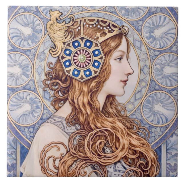Art Nouveau Queen Portrait Tile (Front)