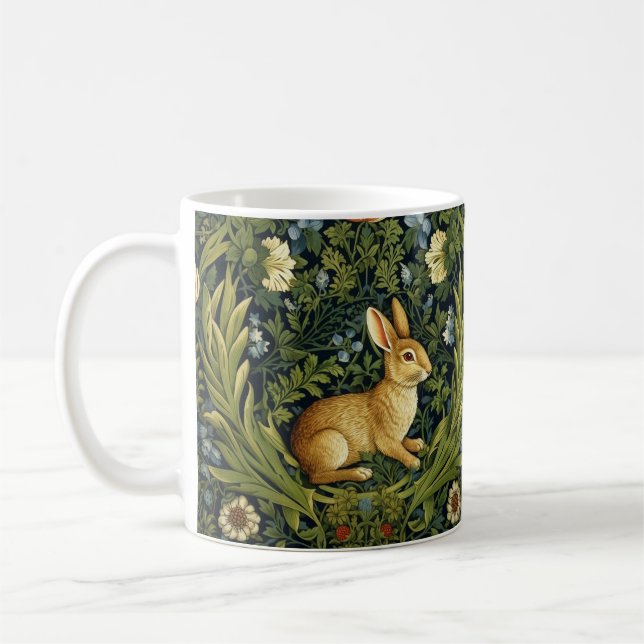 Art nouveau rabbit in the garden coffee mug (Left)