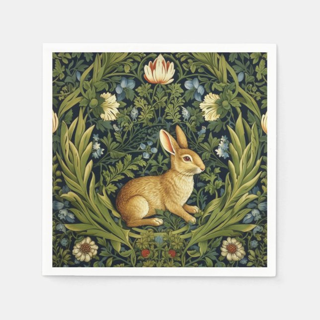 Art nouveau rabbit in the garden napkin (Front)