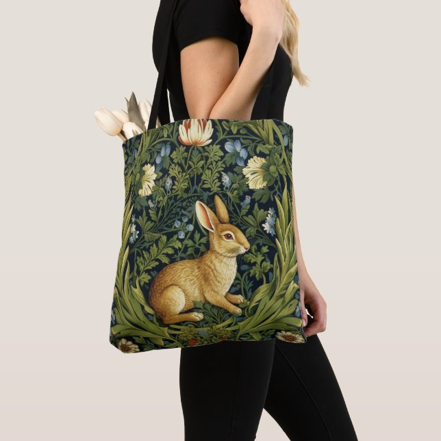 Art nouveau rabbit in the garden tote bag (Close Up)