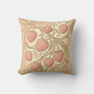 Art Nouveau Raspberry Pattern Throw Pillow