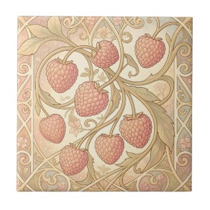 Art Nouveau Raspberry Pattern Tile