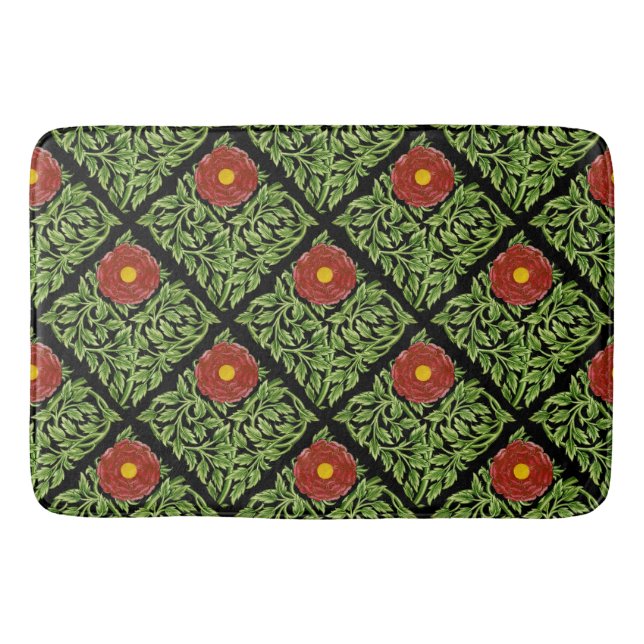 Art Nouveau Red Rose De Morgan  Bath Mat (Front)