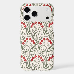 Art Nouveau Red Roses and Sinuous Stems