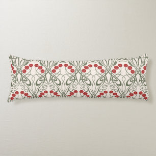 Art Nouveau Red Roses and Sinuous Stems Body Pillow