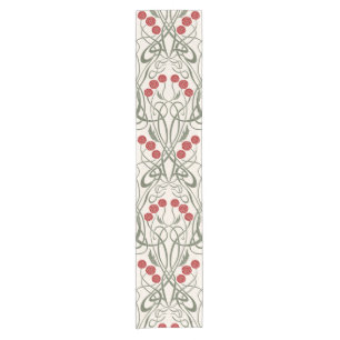 Art Nouveau Red Roses and Sinuous Stems Short Table Runner