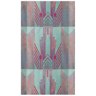 Art nouveau, red, teal, green,vintage,art deco,ele tablecloth