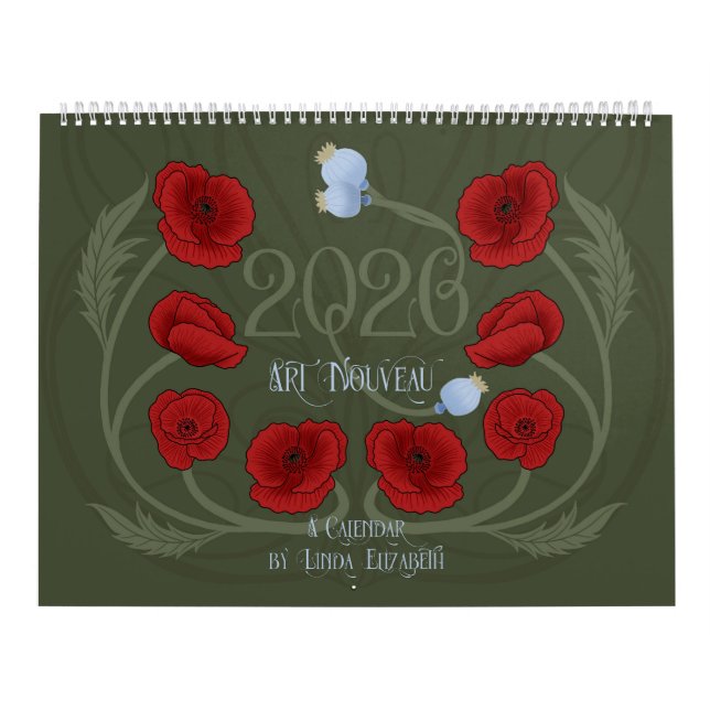 Art Nouveau Retro Floral Botanical Calendar (Cover)