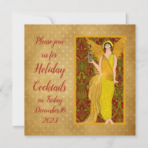 Art Nouveau Retro Holiday Angel  Invitation