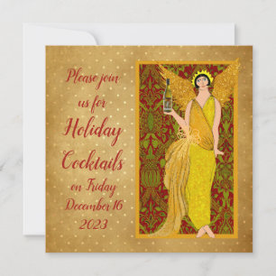 Art Nouveau Retro Holiday Angel  Invitation