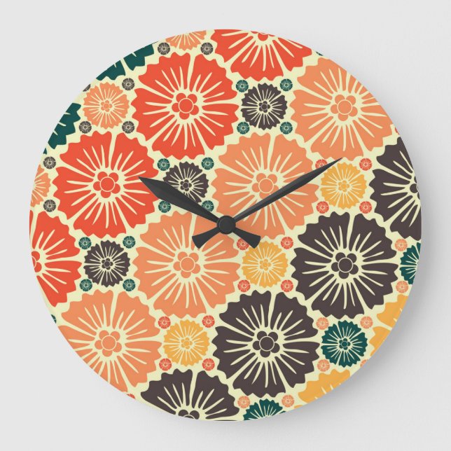 Art Nouveau Retro Wallpaper Design. Large Clock (Front)