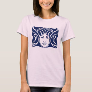 Art Nouveau Roman goddess female face blue T-Shirt