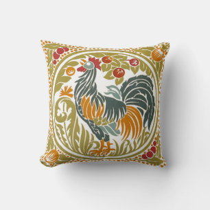 Art Nouveau Rooster Throw Pillow