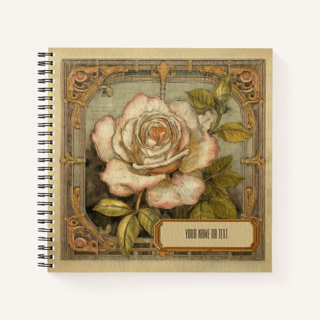 Art Nouveau Rosa gallica Notebook (Front)