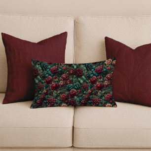Art Nouveau Rose Gold Teal Lumbar Pillow