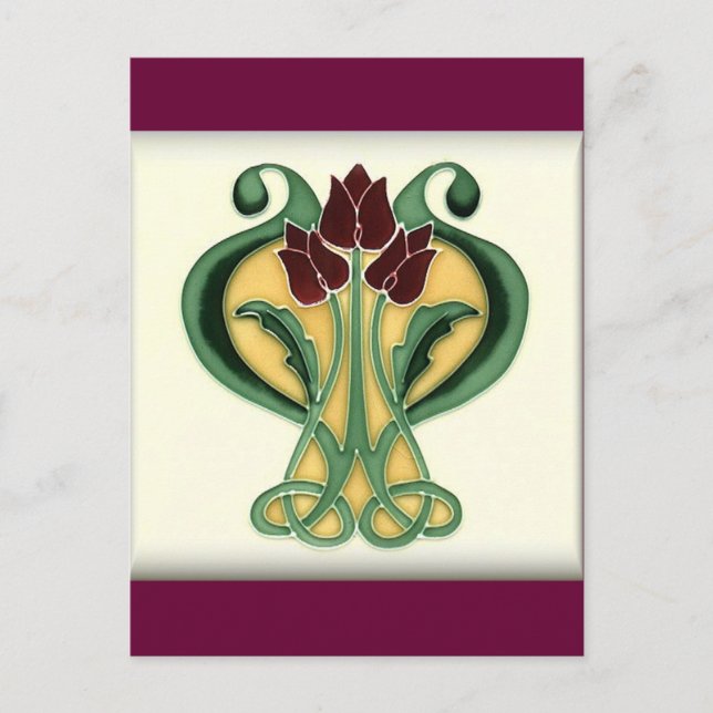 Art Nouveau Rose Tile Postcard (Front)