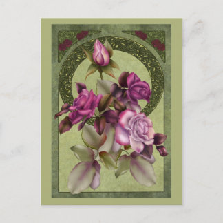 Art Nouveau Roses Postcard