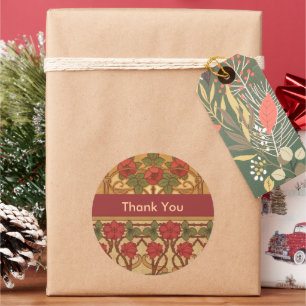 Art Nouveau RosesThank You Classic Round Sticker