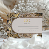 Art Nouveau RSVP Postcard with Golden Highlights