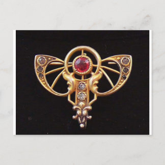 Art Nouveau Ruby Paste Pin 2 Postcard