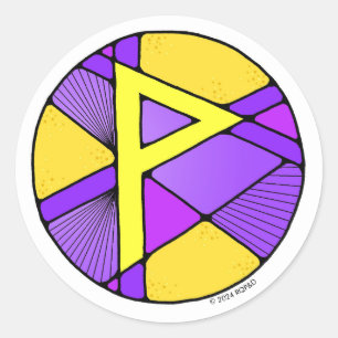Art Nouveau Rune Wunjo - JOY! Classic Round Sticker