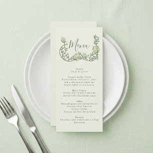 Art Nouveau Sage Botanical Wedding Menu