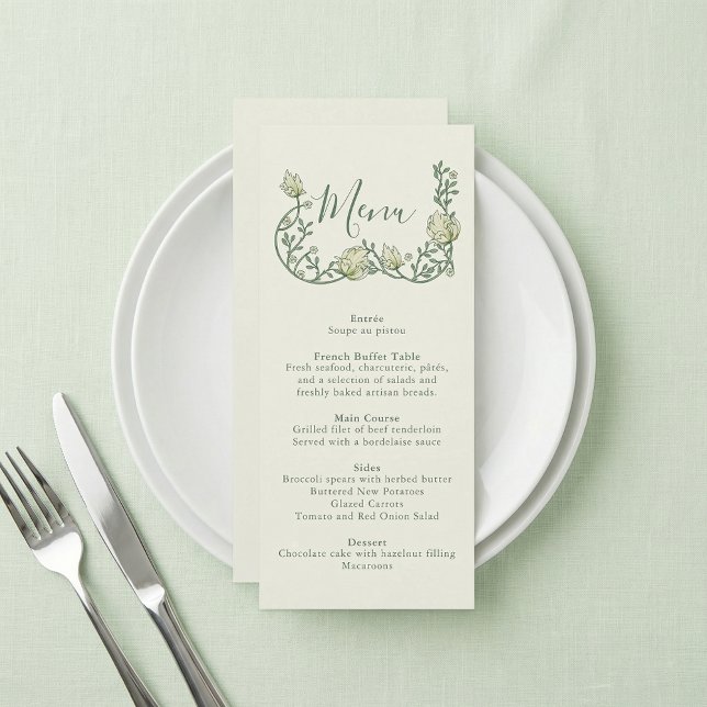 Art Nouveau Sage Botanical Wedding Menu (Art Nouveau Sage Botanical Wedding Menu)