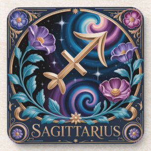 Art Nouveau Sagittarius Plastic Coaster Set
