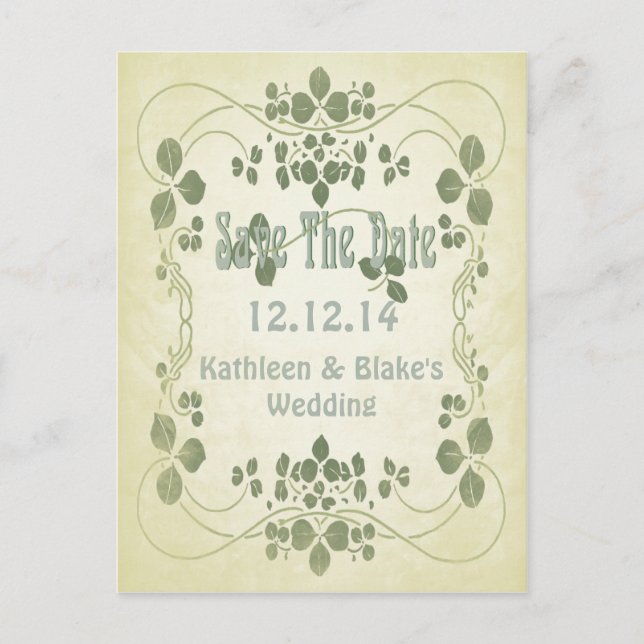 Art Nouveau Save The Date Announcement Postcard (Front)