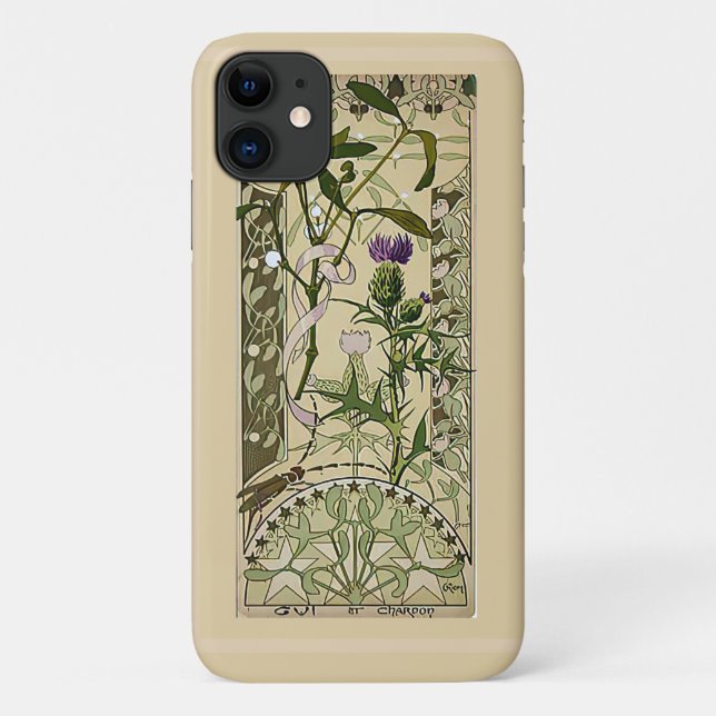 Art Nouveau Scottish Thistle Floral Flowers  Case- Case-Mate iPhone Case (Back)