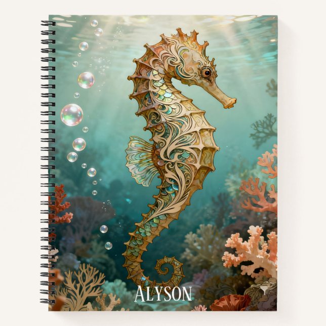 Art Nouveau Sea Horse Notebook (Front)