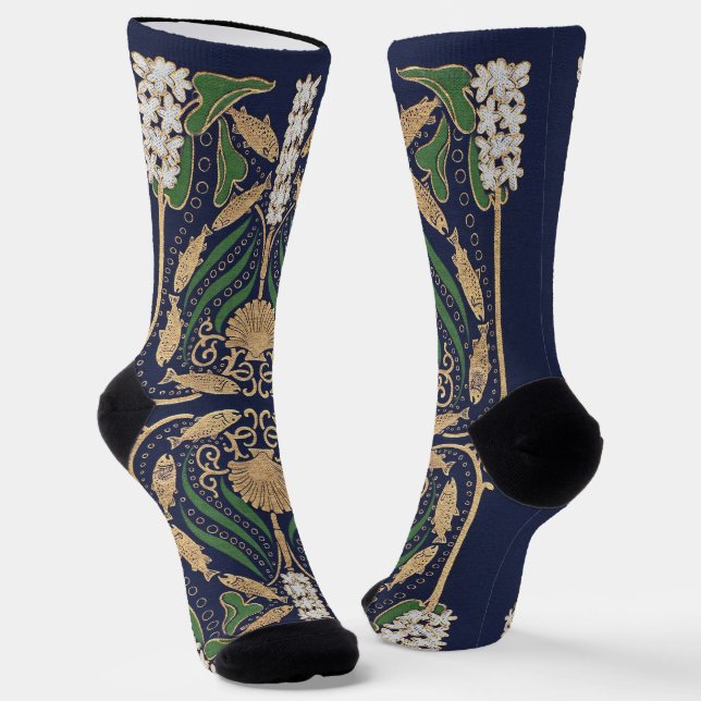Art Nouveau Sea Shore Socks (Angled)