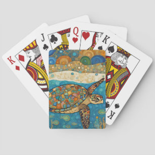 Art Nouveau Sea Turtle   Playing Cards