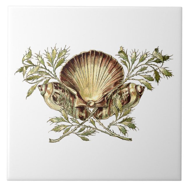 Art Nouveau Seashell Ornament Tile (Front)