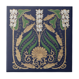 Art Nouveau Seashells Nautical Tile