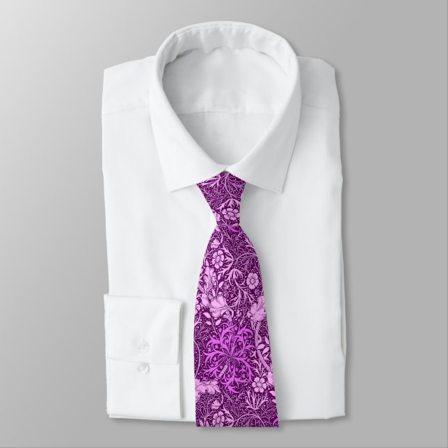 Art Nouveau Seaweed Floral, Amethyst Purple  Tie (Tied)