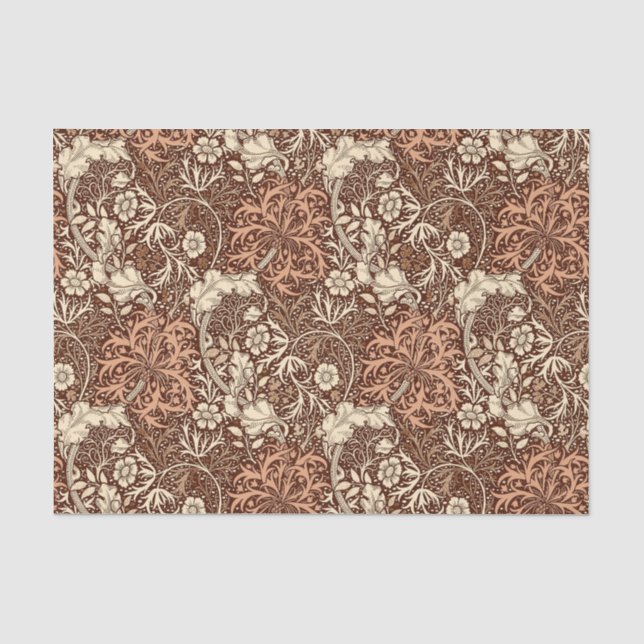 Art Nouveau Seaweed Floral, Brown and Beige Tissue Paper (Front)